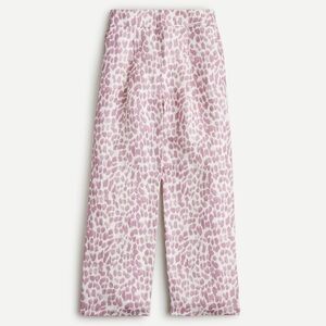 NWT J. Crew Pleated Straight Leg linen-blend pant in lilac giraffe print